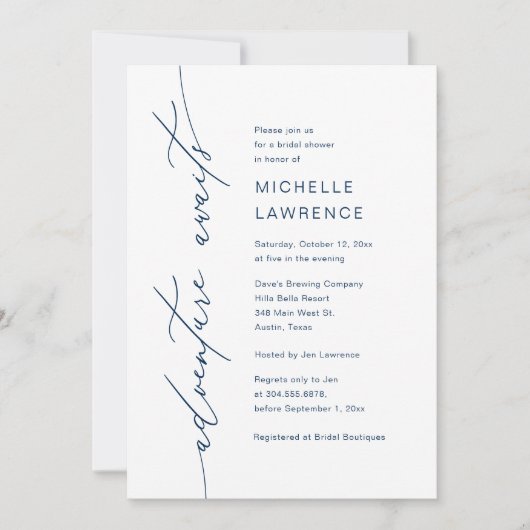 Erlebnis erwartet, Brautparty Dinner Party Einladung (Vorderseite)