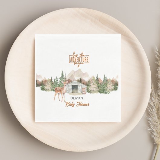 Erlebnis erwartet Burnt Orange Mountain Baby Showe Serviette