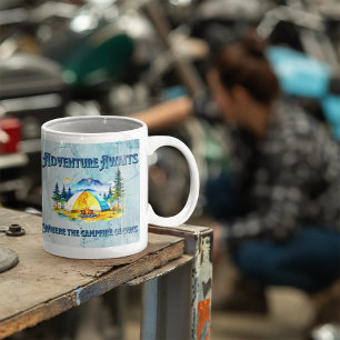 Erlebnis erwartet Camping Freibad Wasserfarbe Kaffeetasse