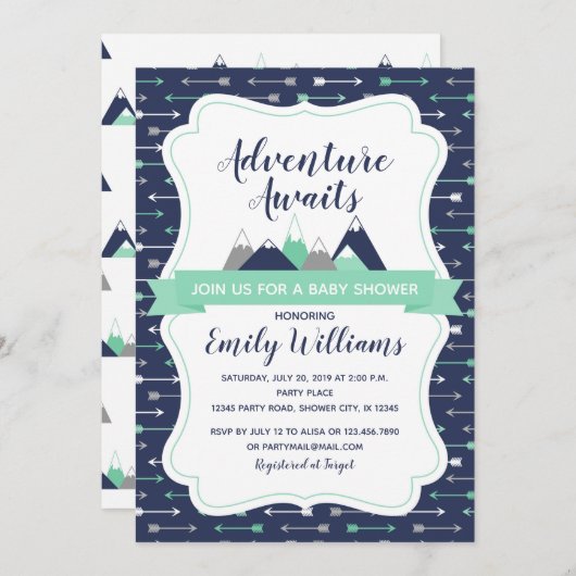 Erlebnis erwartet die Einladung zur Babydusche (Vorne/Hinten)