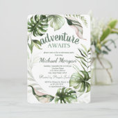 Erlebnis erwartet Erlösung tropischer Blätter Einladung (Stehend Vorderseite)