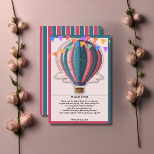 Erlebnis erwartet festliche Blue Pink Baby Dusche Dankeskarte