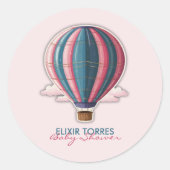 Erlebnis erwartet festliche Blue Pink Baby Dusche Runder Aufkleber (Vorderseite)