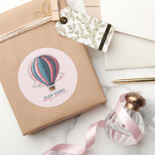 Erlebnis erwartet festliche Blue Pink Baby Dusche Runder Aufkleber (Schenken)