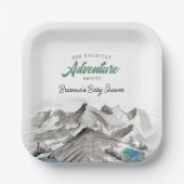 Erlebnis erwartet Forest Baby Shower Mountains Pappteller (Vorderseite)