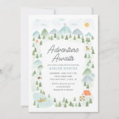 Erlebnis erwartet Forest Mountain Baby Dusche Einladung (Vorderseite)