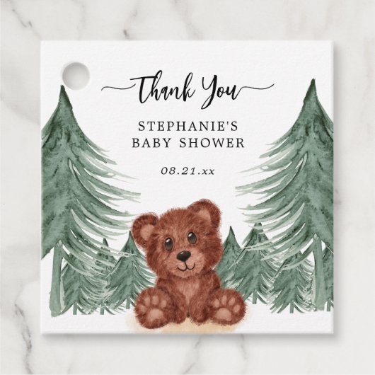 Erlebnis erwartet Forest Woodland Babydusche Geschenkanhänger (Vorderseite)