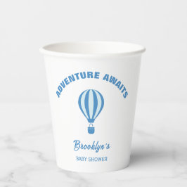 Erlebnis erwartet Fun Trendy Baby Dusche Blau Weiß Pappbecher