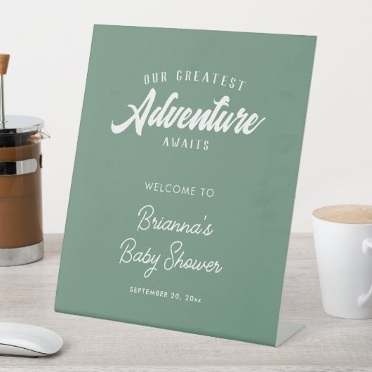 Erlebnis erwartet Grüne Begrüßungsdusche Sockelschild (In Situ)