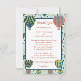 Erlebnis erwartet Hot Air Ballon Sage Baby Dusche Dankeskarte