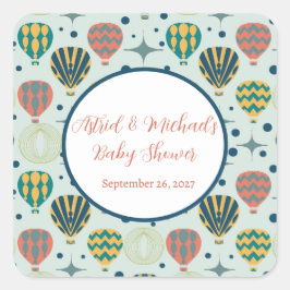 Erlebnis erwartet Hot Air Ballon Sage Baby Dusche Quadratischer Aufkleber