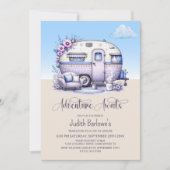 Erlebnis erwartet Lila Caravan Retirement Party Einladung (Vorderseite)
