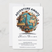 Erlebnis erwartet moderne Globe Baby-Dusche Einladung (Vorderseite)