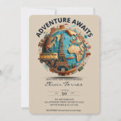 Erlebnis erwartet moderne Globe Baby-Dusche Einladung (Vorderseite)