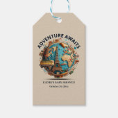 Erlebnis erwartet moderne Globe Baby-Dusche Geschenkanhänger (Vorderseite)