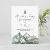 Erlebnis erwartet Mountain Boy Baby Shower Einladung (Stehend Vorderseite)