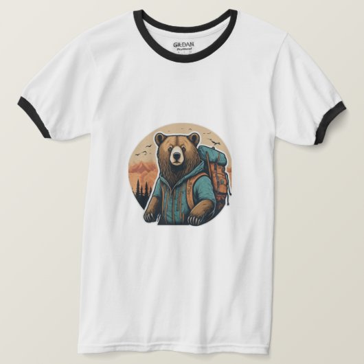 Erlebnis erwartet: Niedlicher Bärenrücksack T - Sh T-Shirt (Design vorne)