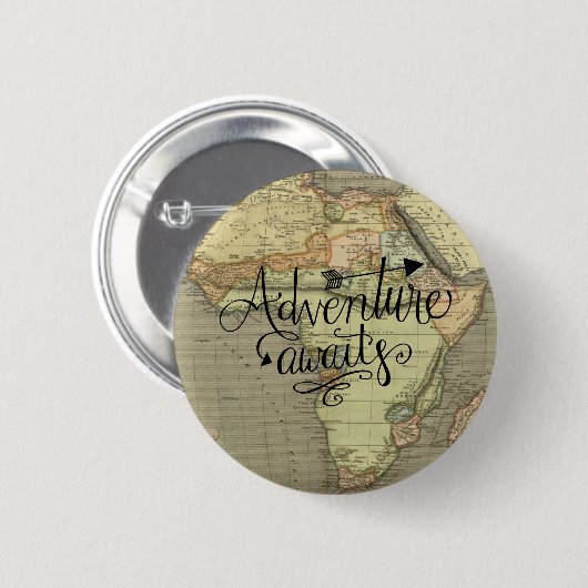 Erlebnis erwartet Old World Map Button (Vorne & Hinten)