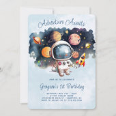 Erlebnis erwartet Outerspace 1. Geburtstag Einladung (Vorderseite)