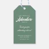 Erlebnis erwartet Paare Babyduschengebirge Geschenkanhänger (Vorderseite)