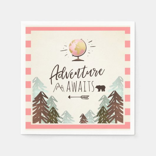 Erlebnis erwartet Paper Napkin Vintag Pink Travel Serviette (Vorderseite)