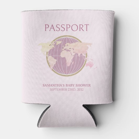 Erlebnis erwartet Passport-Themed Baby-Dusche Dosenkühler (Vorderseite)