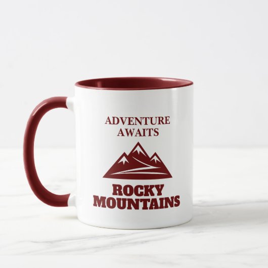 Erlebnis erwartet Rocky Mountains Maroon Kaffee Tasse (Links)