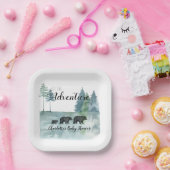 Erlebnis erwartet Rustic Bears Baby Dusche Pappteller (Party)