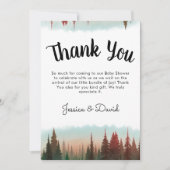 Erlebnis erwartet Rustikal Forest Baby Dusche Dankeskarte (Vorderseite)