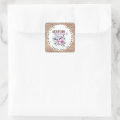 Erlebnis erwartet rustikale violette Blumen Babydu Quadratischer Aufkleber (Tasche)