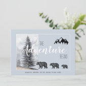 Erlebnis erwartet Rustikale Waldbären Geburt Ankündigung (Stehend Vorderseite)