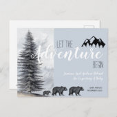 Erlebnis erwartet Rustikale Waldbären Schwangersch Ankündigungspostkarte (Vorne/Hinten)