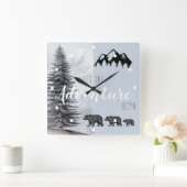 Erlebnis erwartet Rustikales Kinderzimmer der Wald Quadratische Wanduhr (Zuhause)