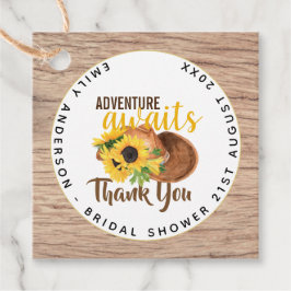 Erlebnis erwartet Rustikales Sonnenblumen-Brautpar Geschenkanhänger