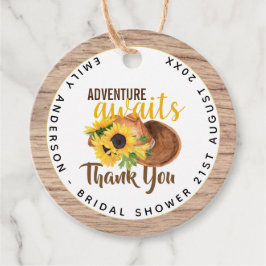 Erlebnis erwartet Rustikales Sonnenblumen-Brautpar Geschenkanhänger