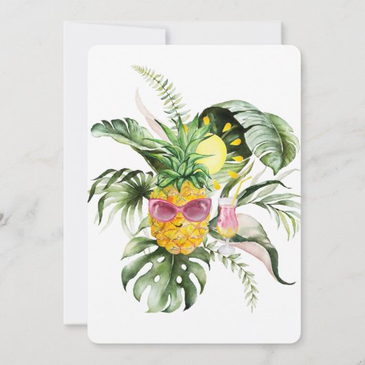 Erlebnis erwartet tropische Blätter Ananas Einladung (Rückseite)