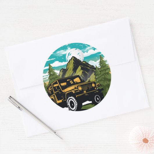 Erlebnis erwartet Urlaubsmodus Runder Aufkleber (Umschlag)