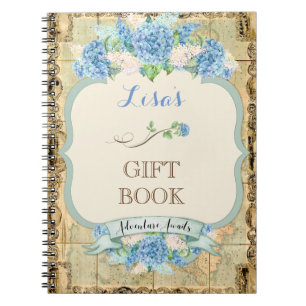 Erlebnis erwartet Vintage Weltkarte Blaue Hydrange Notizblock