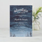 Erlebnis erwartet Winterwaldruhestand Party Einladung (Stehend Vorderseite)