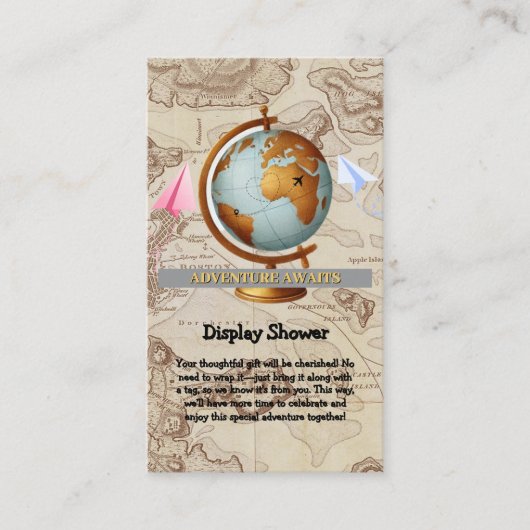 Erlebnis erwartet World Map Baby Shower Begleitkarte (Vorderseite)