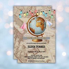 Erlebnis erwartet World Map Baby Shower Einladung