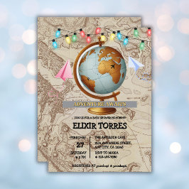 Erlebnis erwartet World Map Baby Shower Einladung