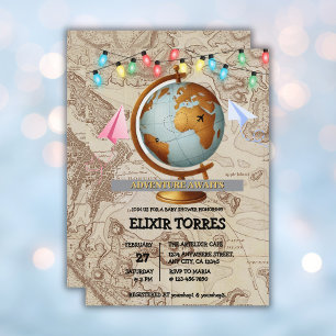 Erlebnis erwartet World Map Baby Shower Einladung