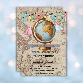 Erlebnis erwartet World Map Baby Shower Einladung
