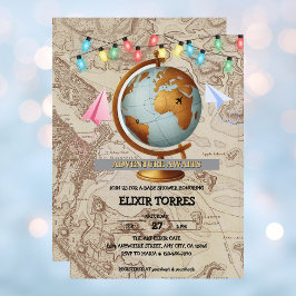 Erlebnis erwartet World Map Baby Shower Einladung