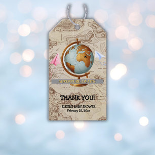 Erlebnis erwartet World Map Baby Shower Geschenkanhänger