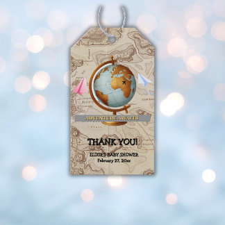 Erlebnis erwartet World Map Baby Shower Geschenkanhänger