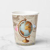Erlebnis erwartet World Map Baby Shower Pappbecher (Rückseite)