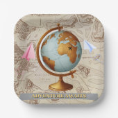 Erlebnis erwartet World Map Baby Shower Pappteller (Vorderseite)