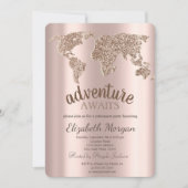 Erlebnis erwartet World Map Rose Gold Rente Einladung (Vorderseite)